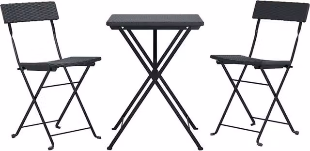 Berkfield Home Beautiful 3 Piece Folding Bistro Set in Black Poly Rattan – 1