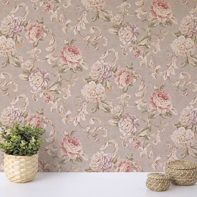 Wallquest Seabrook Delicate Floral Botanical Wallpaper in White, Silver and Multicolour