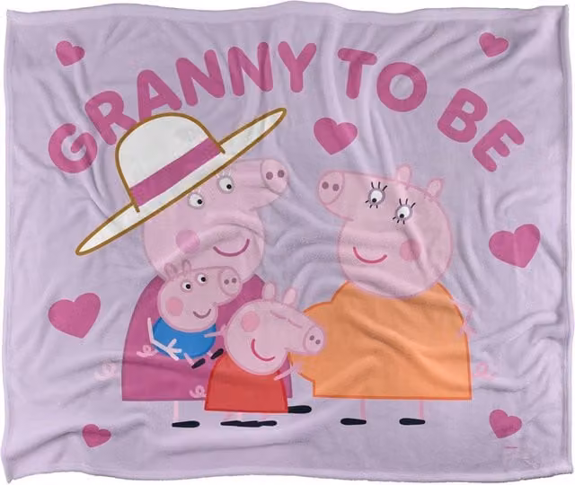 Hasbro Peppa Pig Granny Pig Silky Touch Fleece Blanket, White, W/D/H: 152.4 x 127 x 1 cm – 1