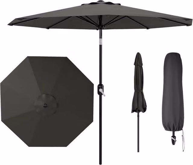 Hinsinc 3M Outdoor Garden Parasol Umbrella in Black – 1