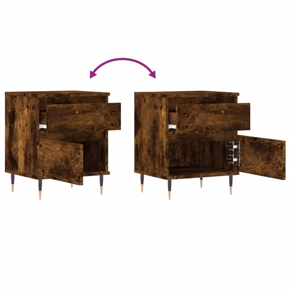 Berkfield Home Bedside Cabinet in Smoked Oak Brown, W/D/H: 40 x 35 x 50 cm – 7