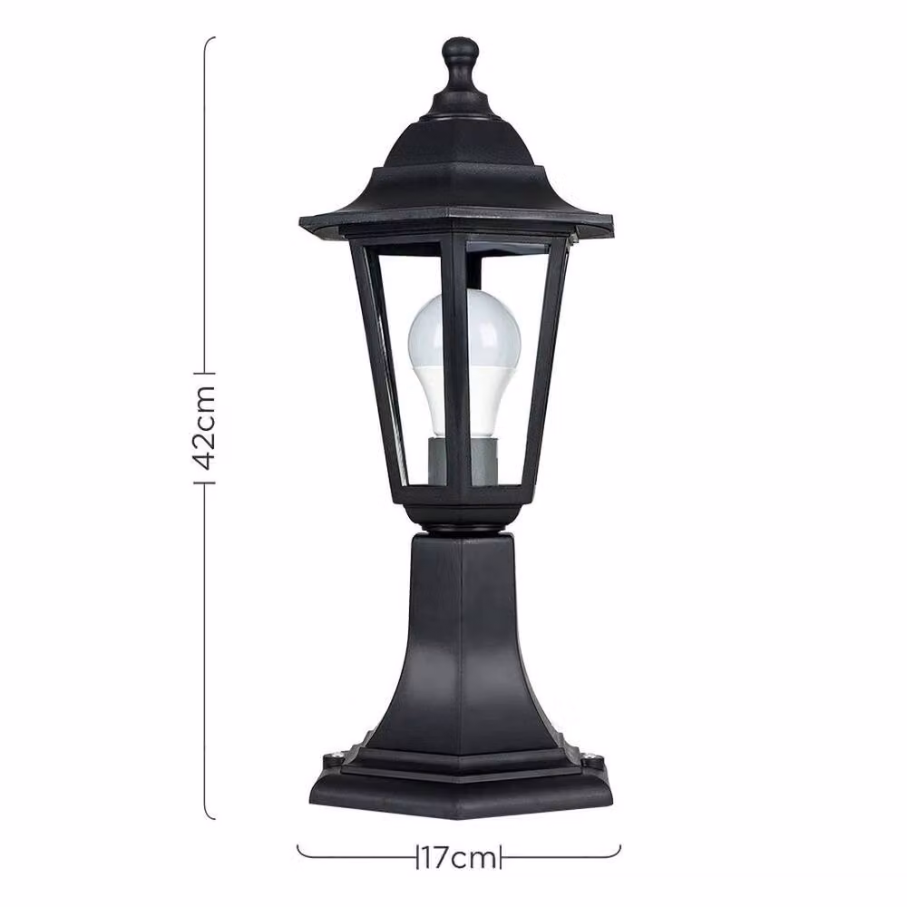 FORGEVIO Black Classic Garden Lamp Post with LED Bulb and Transparent Lantern – 2