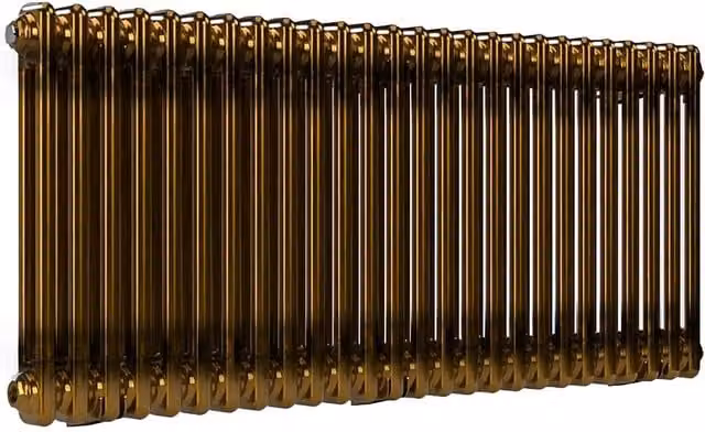 Lux Heat Horizontal 2 Column Wall Mounted Radiator in Brass Lacquer, W: 119 cm, H: 50 cm