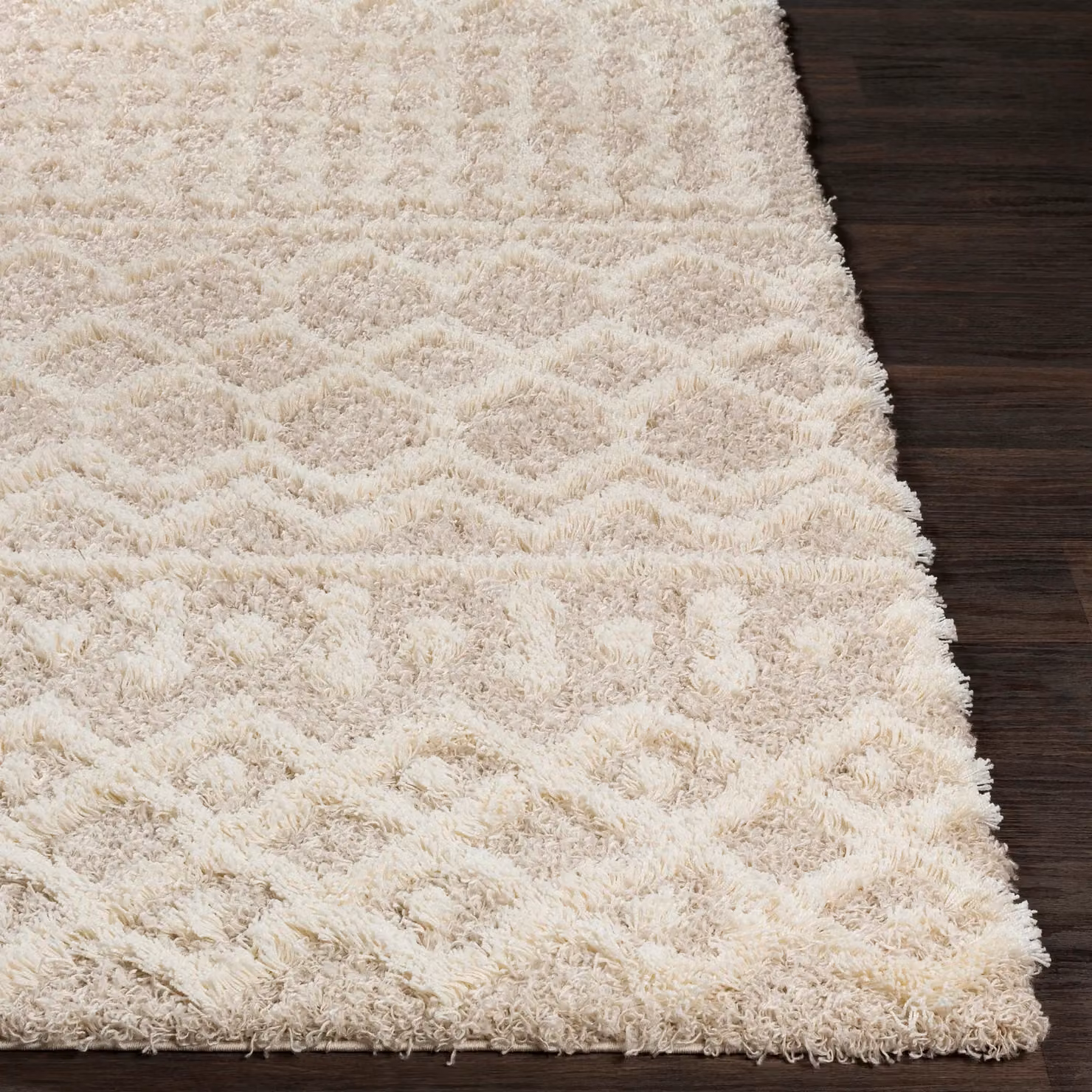 Livabliss Urban Geometric Shag Rug in Beige, Blue, Pink and Grey, W x W: 200 x 200 cm – 2