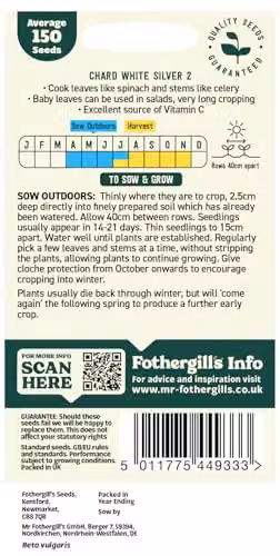 Mr Fothergill's Oh Sow Simple White Stemmed Chard Vegetable Seeds – 2