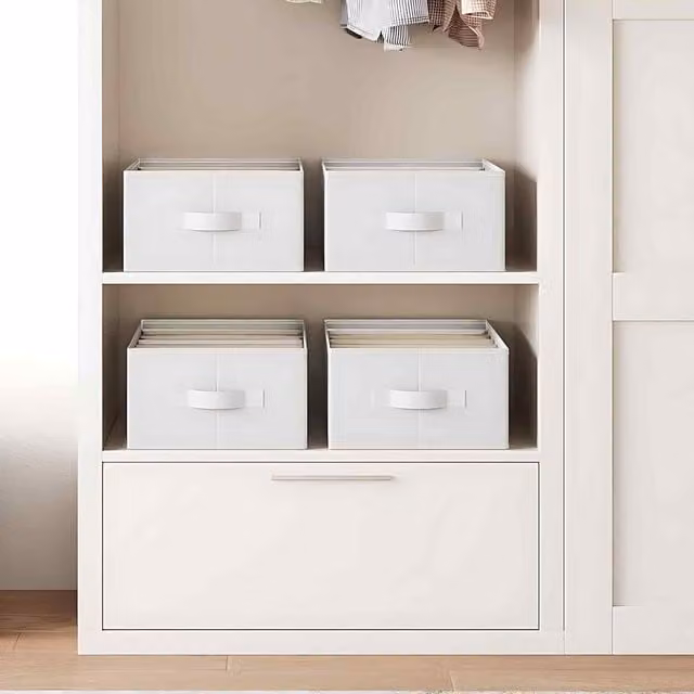 The Bazaarist Set of 4 Foldable Wardrobe Organisers with 6 Compartments and Dividers, White