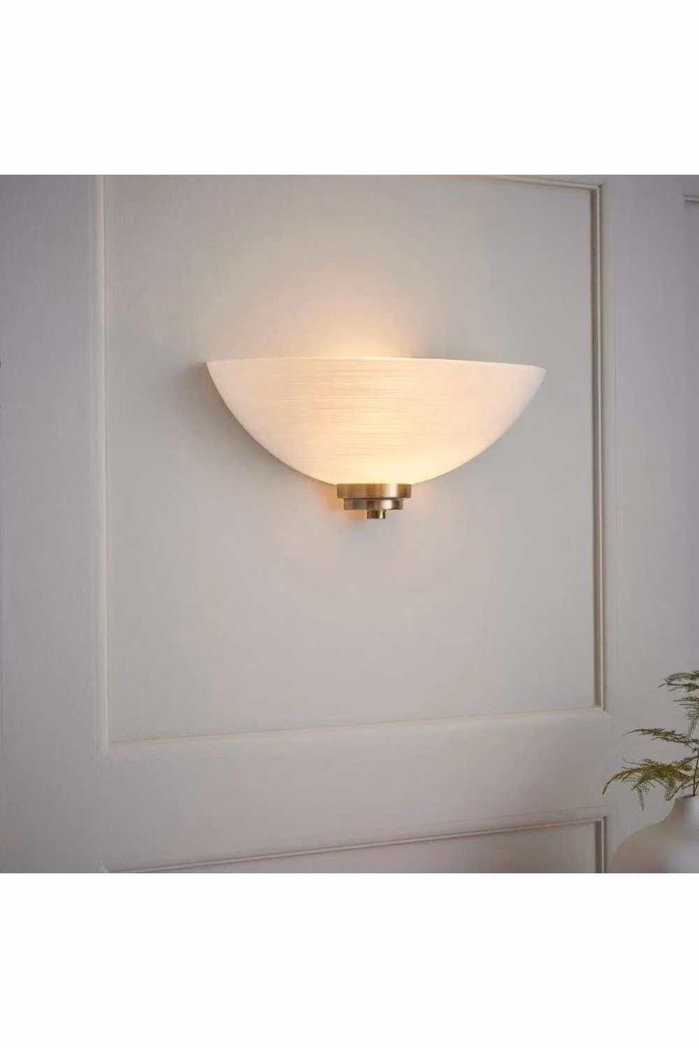 Netlighting Welles 1 Light Indoor Wall Uplighter in White Glass and Antique Brass/Gold – 2