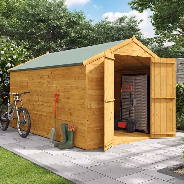 BillyOh Master Tongue and Groove Apex Wooden Shed in Brown, Windowless, 12x8 Ft