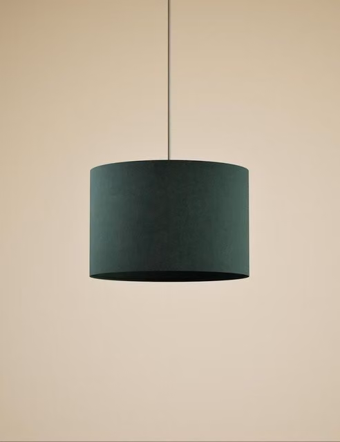 M&S Green Velvet Cylinder Lamp Shade