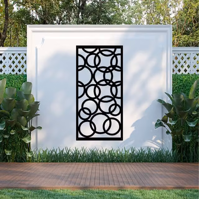 Laser Hut Modern Geometric Black Metal Wall Art