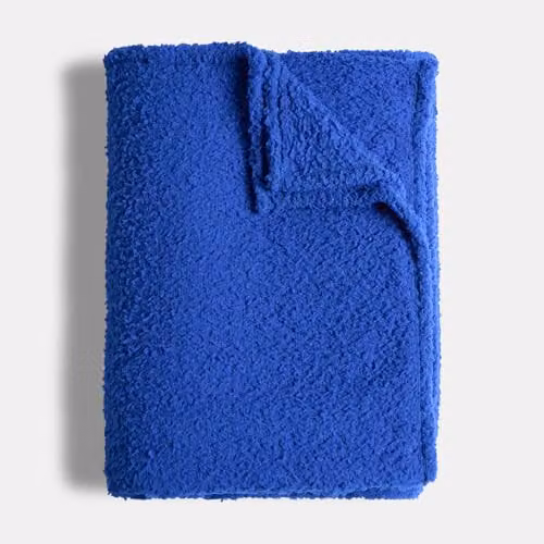 OHS Fluffy Teddy Fleece Throw Blanket in Blue, W/D/H: 150 x 200 cm – 2