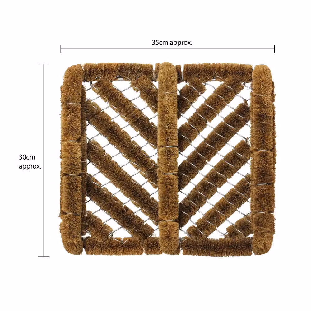 JVL Brown Coir Boot Shoe Scraper Door Mat, W: 30 cm, D: 30 cm, H: 30 cm – 5