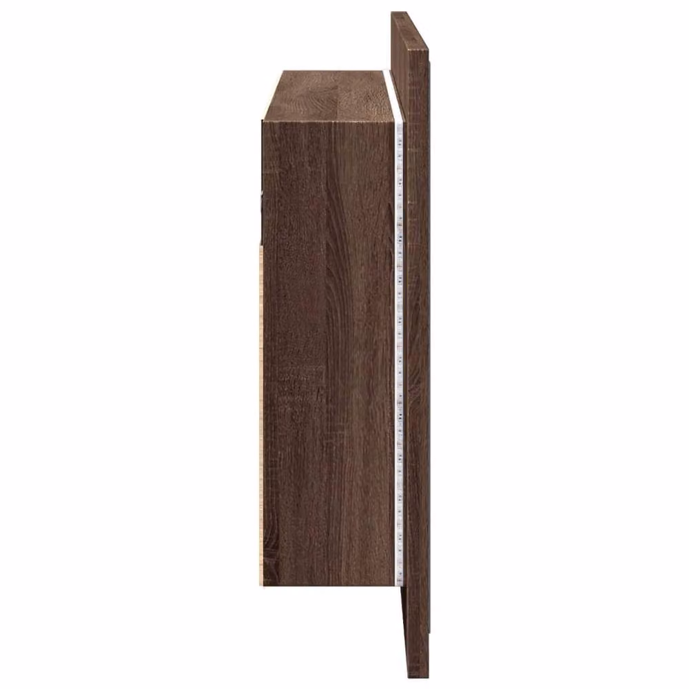 Berkfield Home LED Bathroom Mirror Cabinet in Brown Oak, W: 80 cm, D: 12 cm, H: 45 cm – 6
