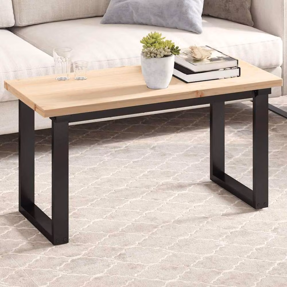 Berkfield Home Rectangular Solid Pine Table Top in Beige, W/D/H: 90 x 40 x 2.5 cm – 1