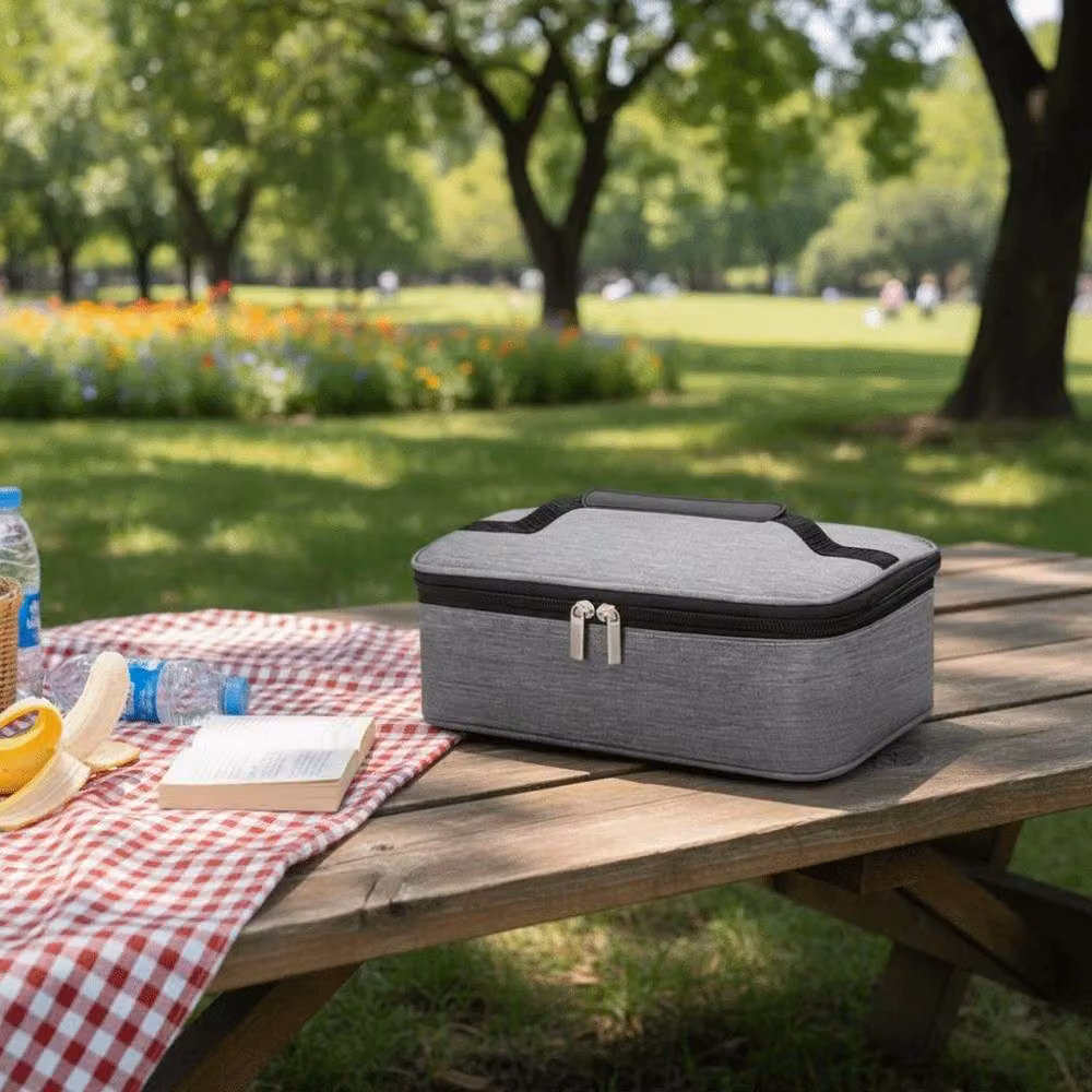 KORVIXA Insulated Fabric Lunch Bag in Grey – 4