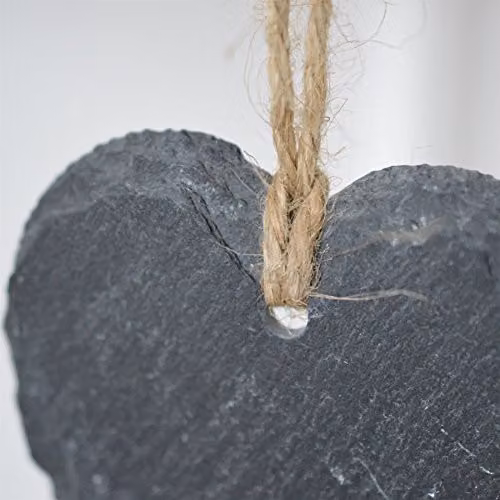 Nicola Spring Grey Slate Heart Hanging Tags, Pack of 3, 7 x 5.5 cm – 6
