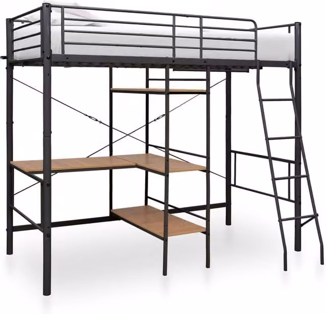 Berkfield Home Grey Metal Bunk Bed with Table for Children W/D/H: 90 x 200 cm – 1
