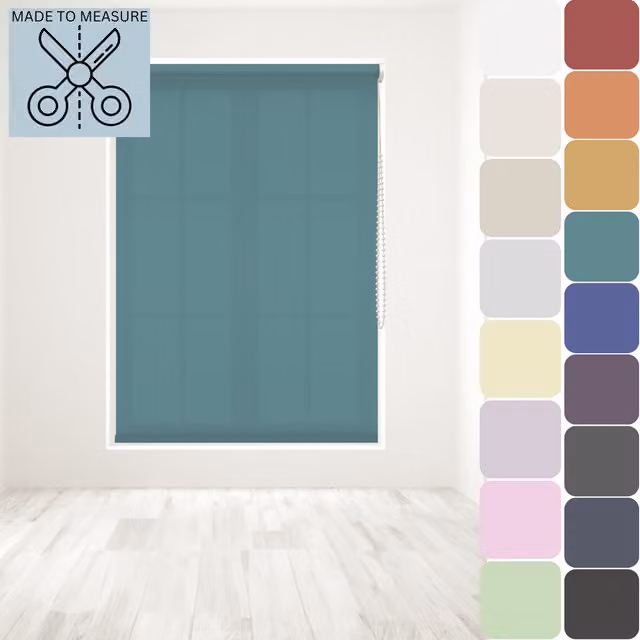 Caecus Made to Measure Straight Edge Roller Blind in Petrol, Width: 10 - 240 cm