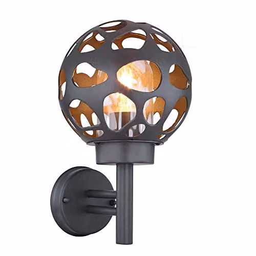 Netlighting Hilario Outdoor Sphere Wall Lamp in Anthracite with Transparent Glass, IP44 – 1