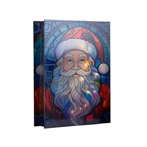Samuel Alexander Glass Santa Christmas Tabletop Decoration with White and Multicolour LEDs, Height: 28 cm – 3
