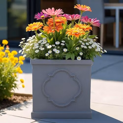 IDEALIST Grey Reinforced Stone Square Planter, 30 cm Diameter – 9