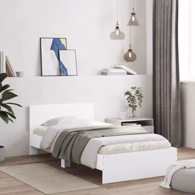 Berkfield Home Modern White Bed Frame with Under-Bed LED Lighting, W/D/H: 200 x 100 x 70 cm – 1