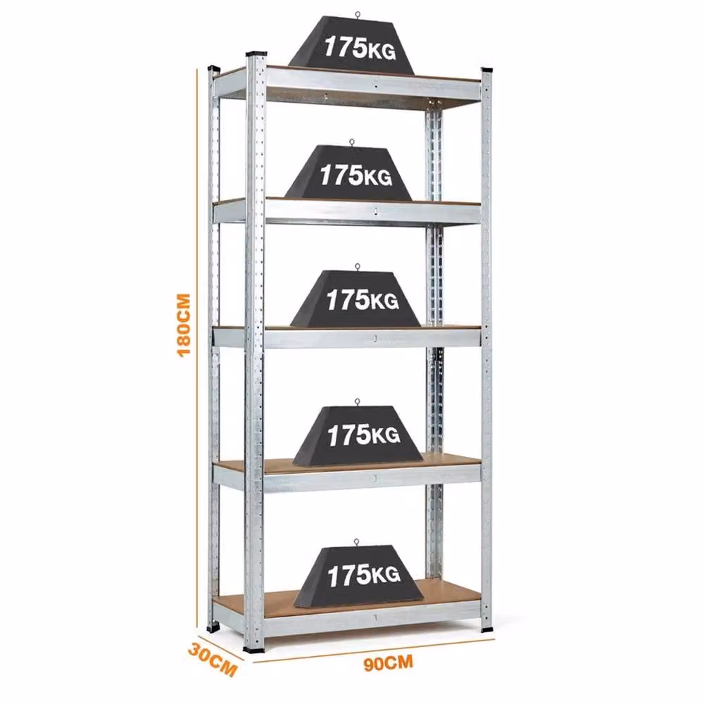 EONLION 5 Tier Galvanised Metal Garage Shelving Unit in Silver, W/D/H: 100 x 100 x 200 cm – 2