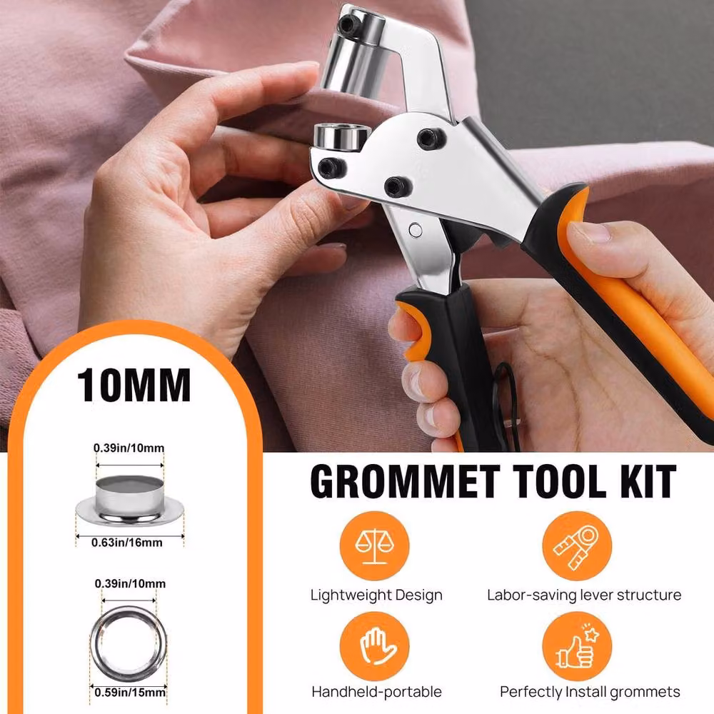 FLAVORA Silver Steel 10mm Eyelet Press Pliers Manual Handheld Tool – 5