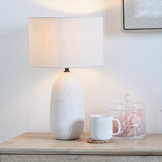 Pacific Lifestyle Vintage Textured Ceramic Table Lamp in White