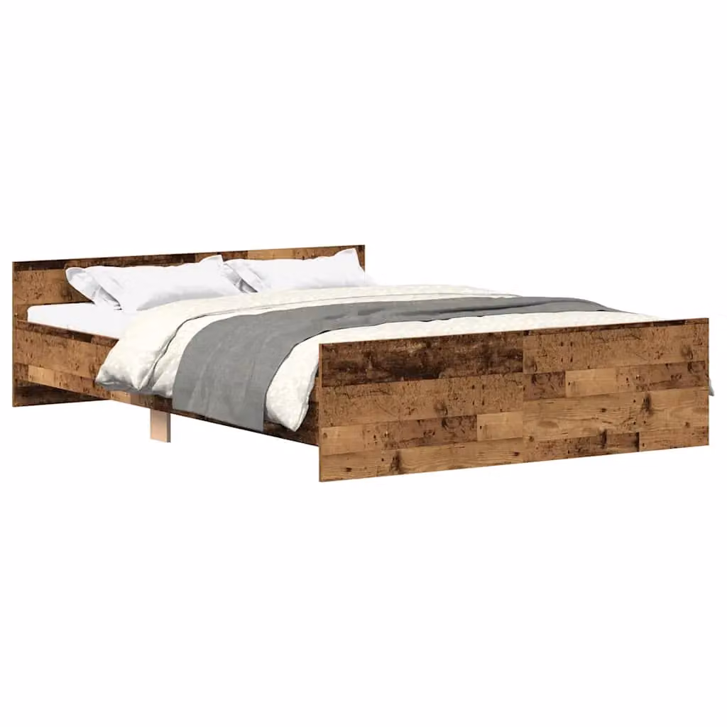 Berkfield Home Old Wood Bed Frame in Brown, Engineered Wood, W/D/H: 120 x 190 cm – 2