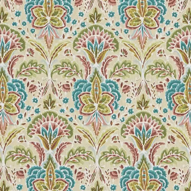 iLiv Rhapsody Graphic Retro Cotton Fabric in Pink, Blue and Multicolour