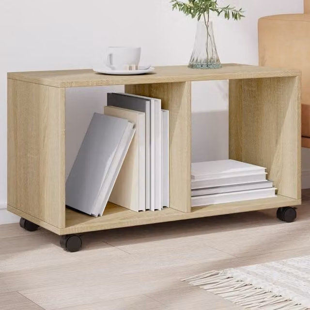 Berkfield Home vidaXL Rolling Cabinet in Sonoma Oak Brown, W/D/H: 72 x 33 x 42.5 cm – 1