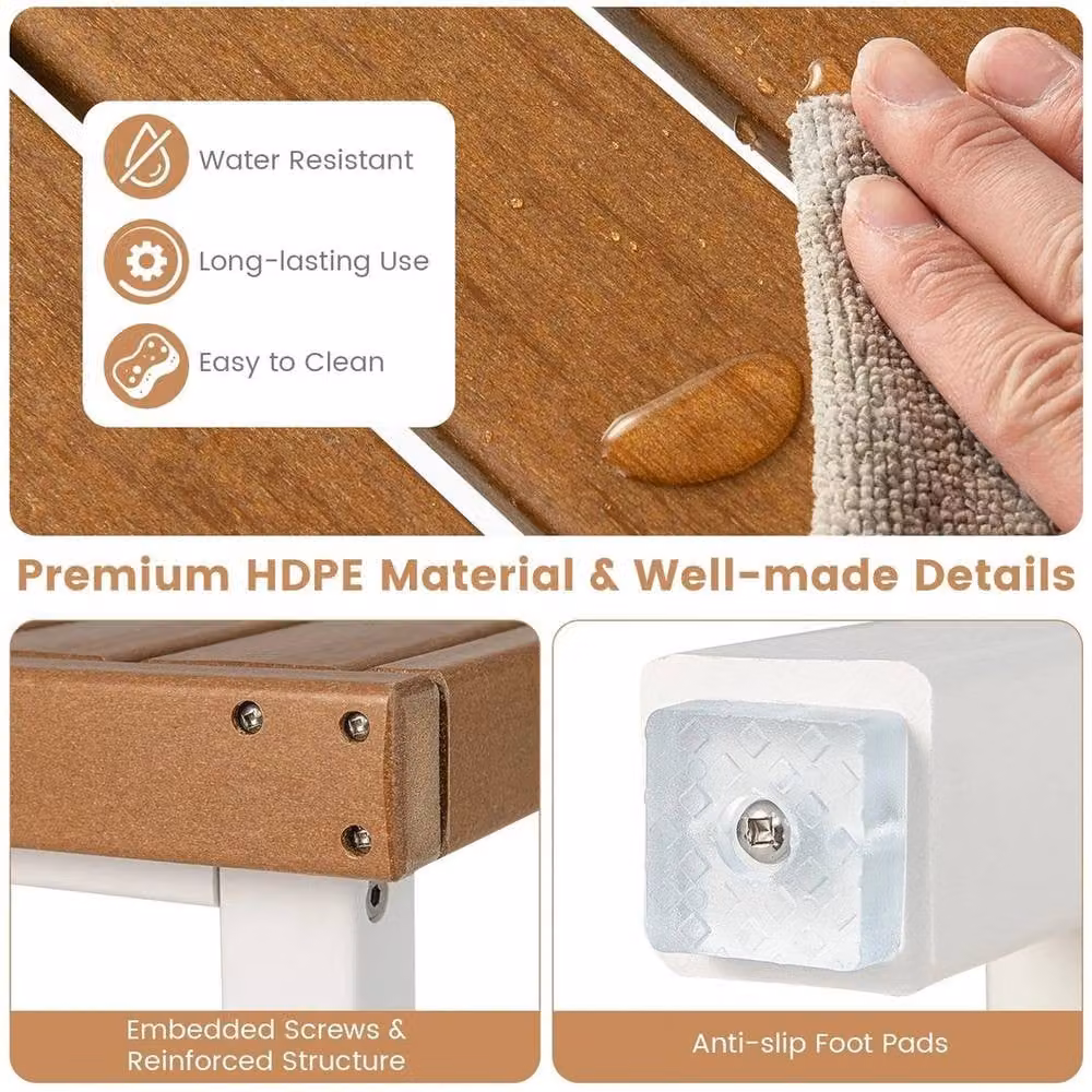 KORVIXA Waterproof HDPE Brown Plastic Bathroom Shower Stool with Non-Slip Surface – 3