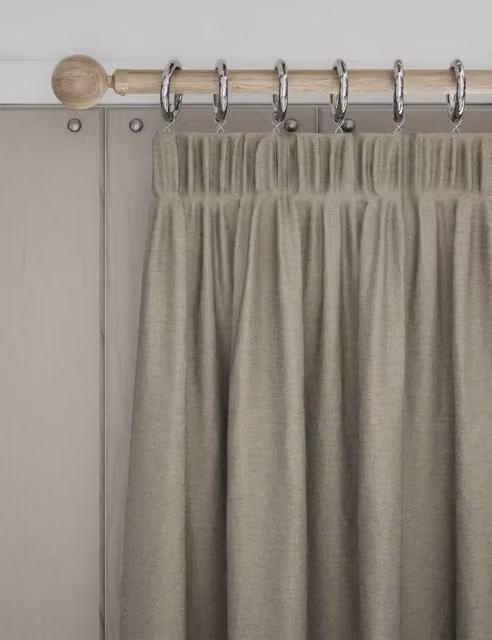 M&S Blackout Thermal Pencil Pleat Curtains, Black