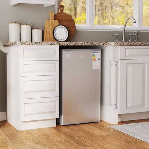 HOMCOM 91L Under Counter Fridge with Lockable Chiller Box in Grey and Silver – 3