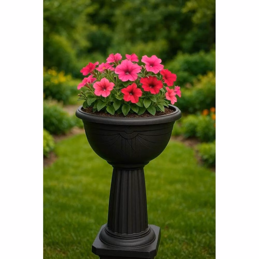 Hinsinc Black Plastic Round Jardiniere Planter Tub with Stand, Diameter: 40 cm – 3