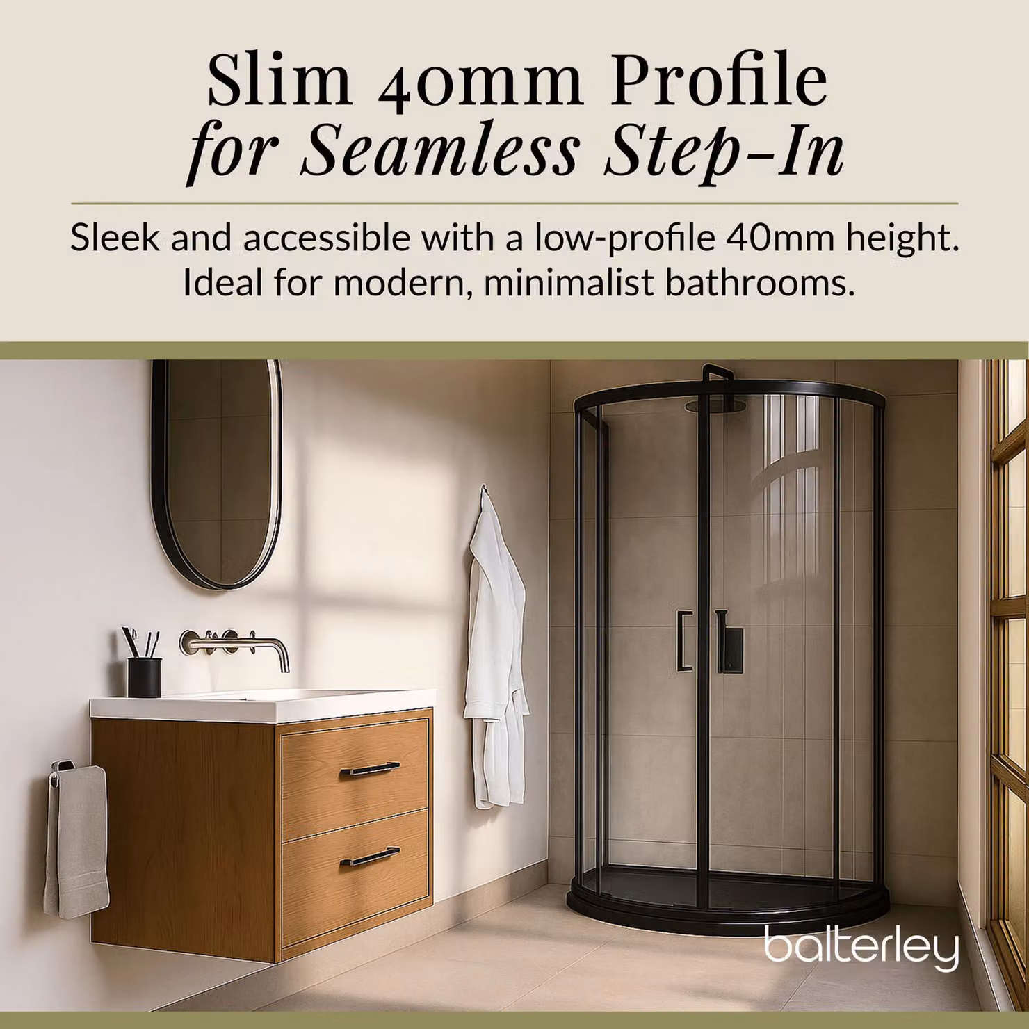 Balterley Premium D-Shaped Shower Tray in Grey – 4