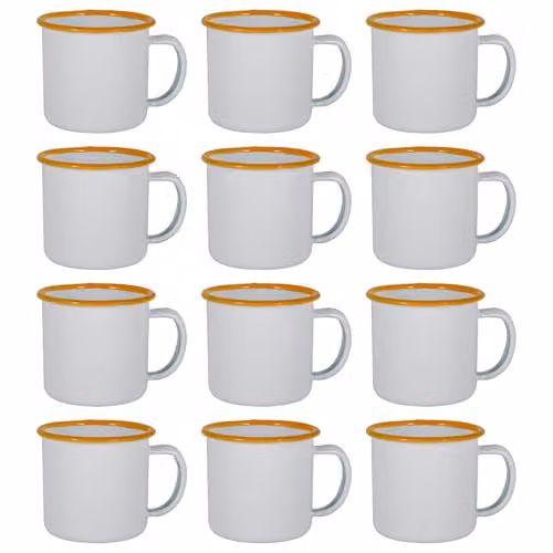 Argon Tableware Enamel Espresso Cups, Set of 12, 130ml, Yellow – 1
