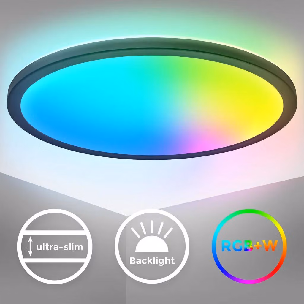 B.K.Licht Ultraslim RGBW LED Ceiling Panel, Black, Dimmable with Remote Control, W/D/H: 42 x 42 x 3 cm – 2