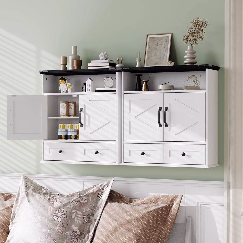 VOGREX Wall Mounted 4-Tier Bathroom Organiser with Adjustable Shelves in White – 2