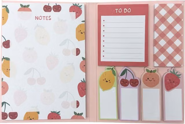 i-doodle Lined Pink Paper Fruity Sticky Notes Set