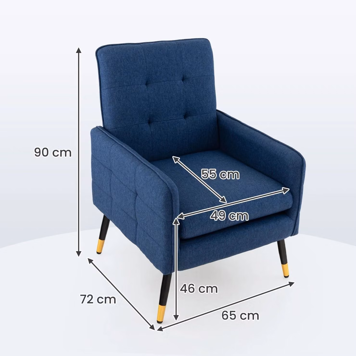 Costway Modern Upholstered Accent Armchair in Blue with Metal Frame – 2