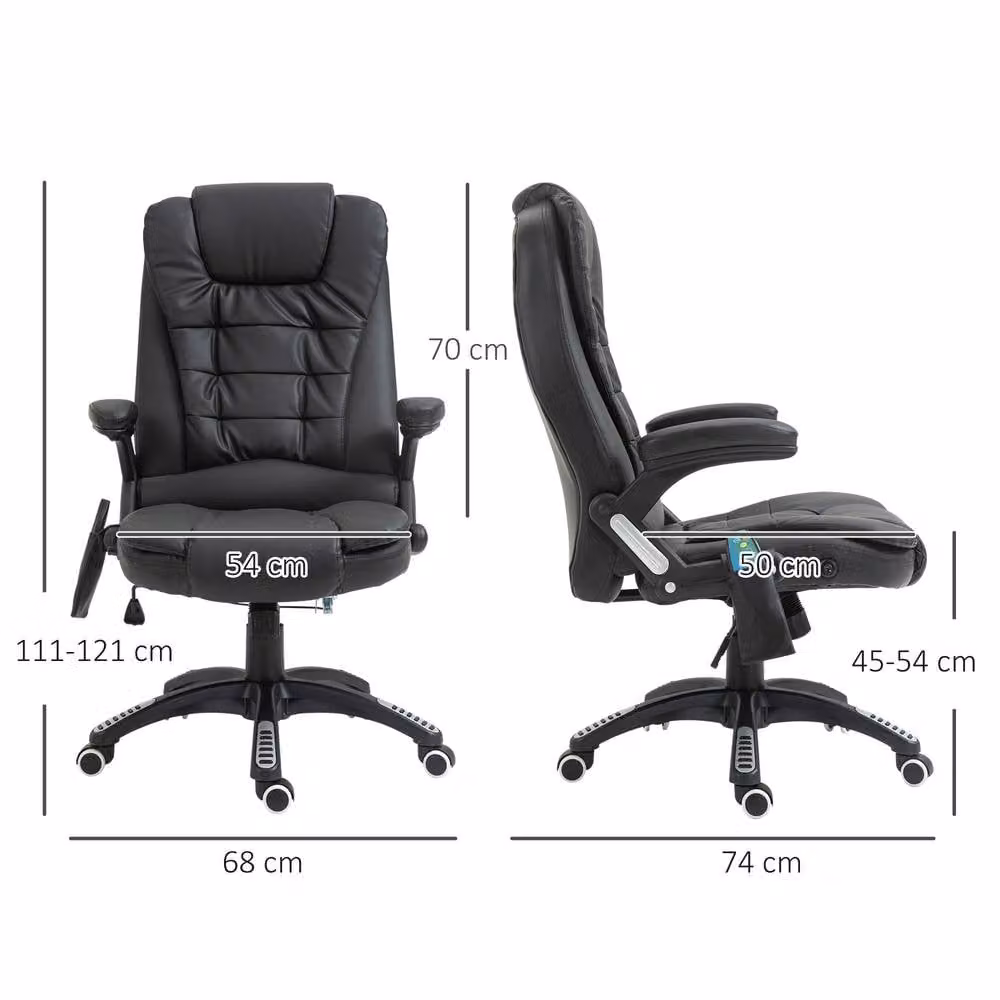 ERGOVEXA Black Heated 6-Point Massage Executive Office Chair with Headrest and Swivel Function – 2