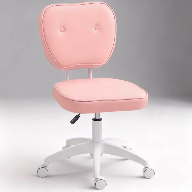 ERGOVEXA Pink Synthetic Leather Task Chair with Swivel Wheels and Adjustable Height