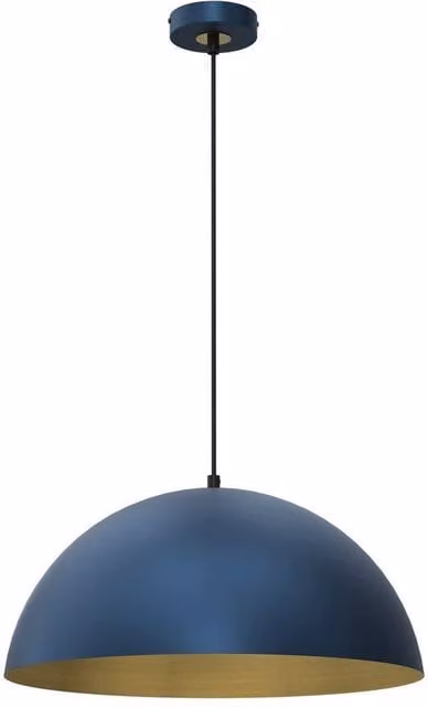 Milagro Beta Hand Made Pendant Lamp in Matt Mid Navy Blue with Gold Interior, Height Adjustable, 45 cm