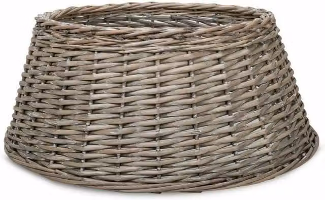 FLAVORA Grey Rattan Christmas Tree Skirt
