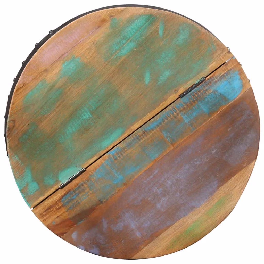 Berkfield Home Round Retro Coffee Table in Brown Waxed Reclaimed Wood, W/D/H: 53 x 43 cm – 2