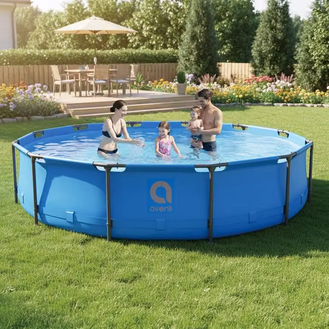 Avenli Blue 14ft Round Frame Pool Set with Pump