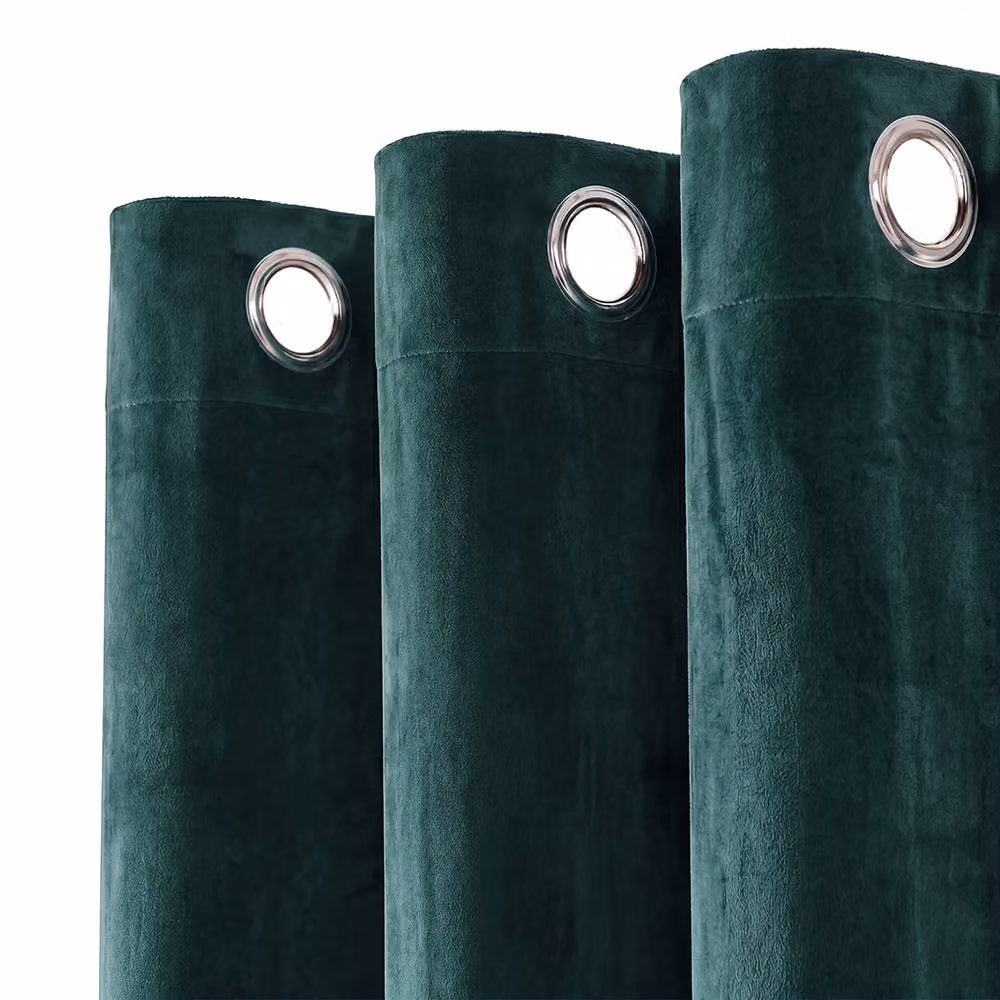 Marlow Velvet Blackout Thermal Insulated Eyelet Curtains in Green, Width: 117 cm, Drop: 137 cm – 4