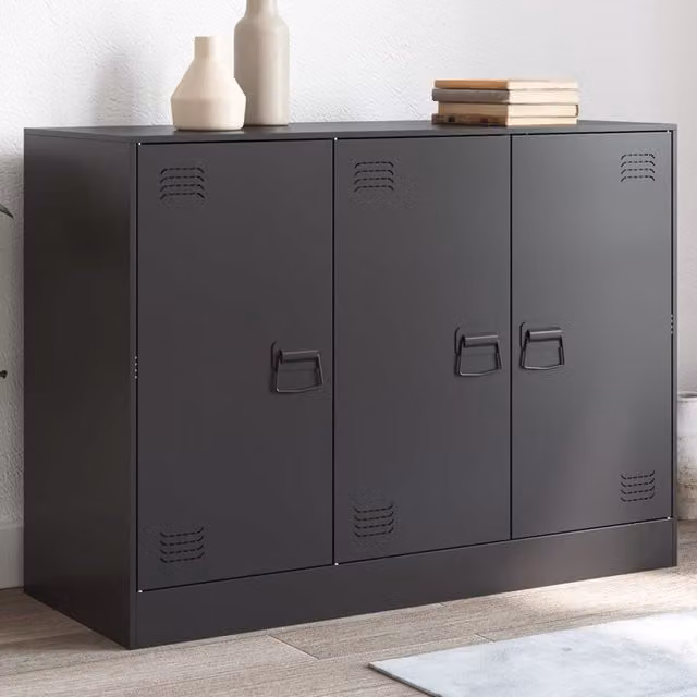 Berkfield Home Industrial Matt Black Metal Sideboard W/D/H: 99 x 39 x 73 cm – 1